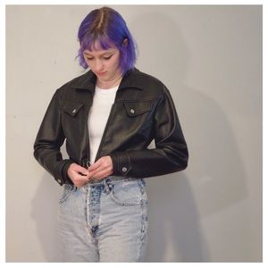 Crop Black Pleather Jacket